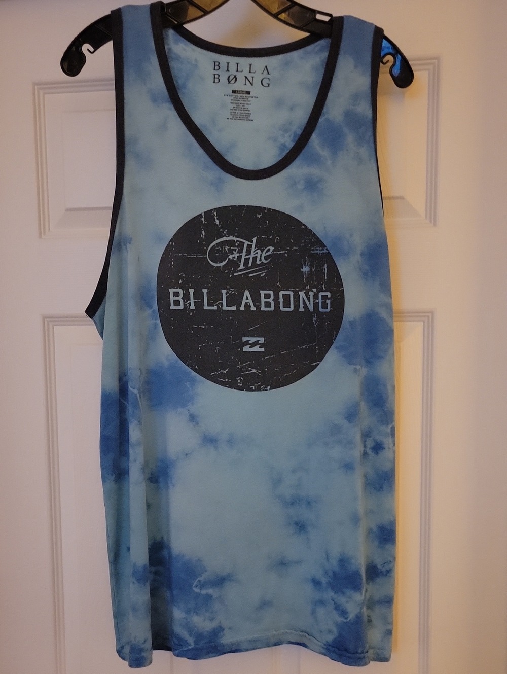 Billabong Light Blue & Navy Tie-Dye Logo Tank